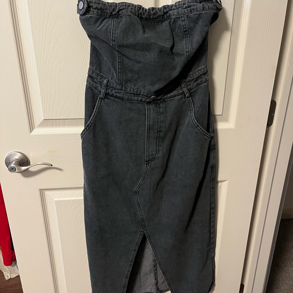 Blue Blush Charcoal Denim Skirt